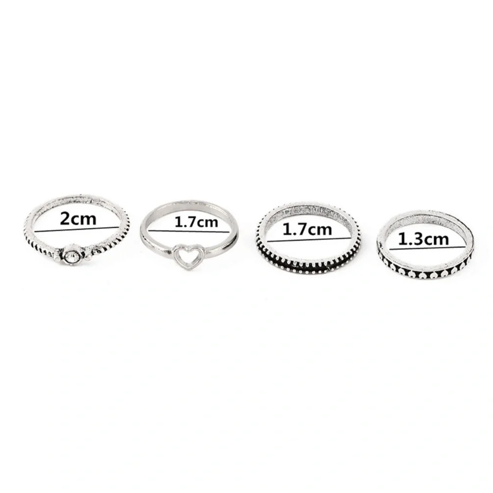 *HADASSAH* 4-Pc Silver Rhinestone Fashion Ring Set